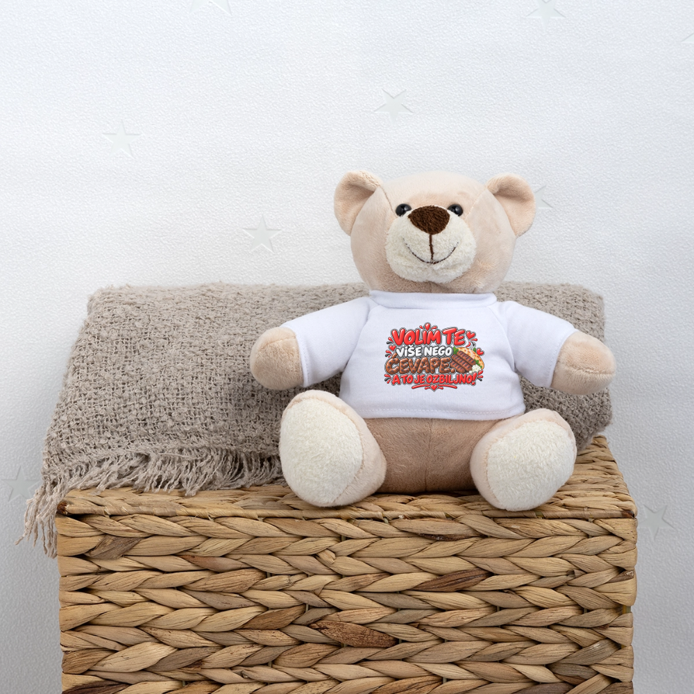 VOLIM TE VIŠE NEGO ĆEVAPE ❤️🧸 – Süßer Kuschelteddy 20 cm - Weiß