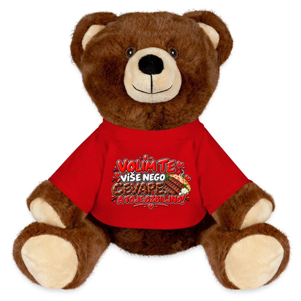 VOLIM TE VIŠE NEGO ĆEVAPE ❤️🧸 – MiniFeet® Kuschelteddy | Lustiges Balkan-Liebesgeschenk - Rot