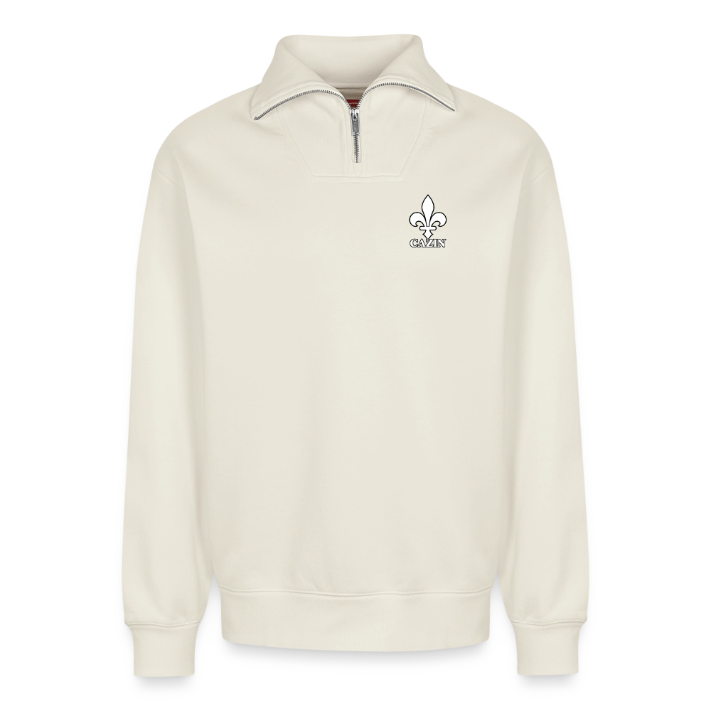 CAZIN Hoodie von SPREAD – Bosnische Lilie mit dezentem Brustprint - Naturweiß