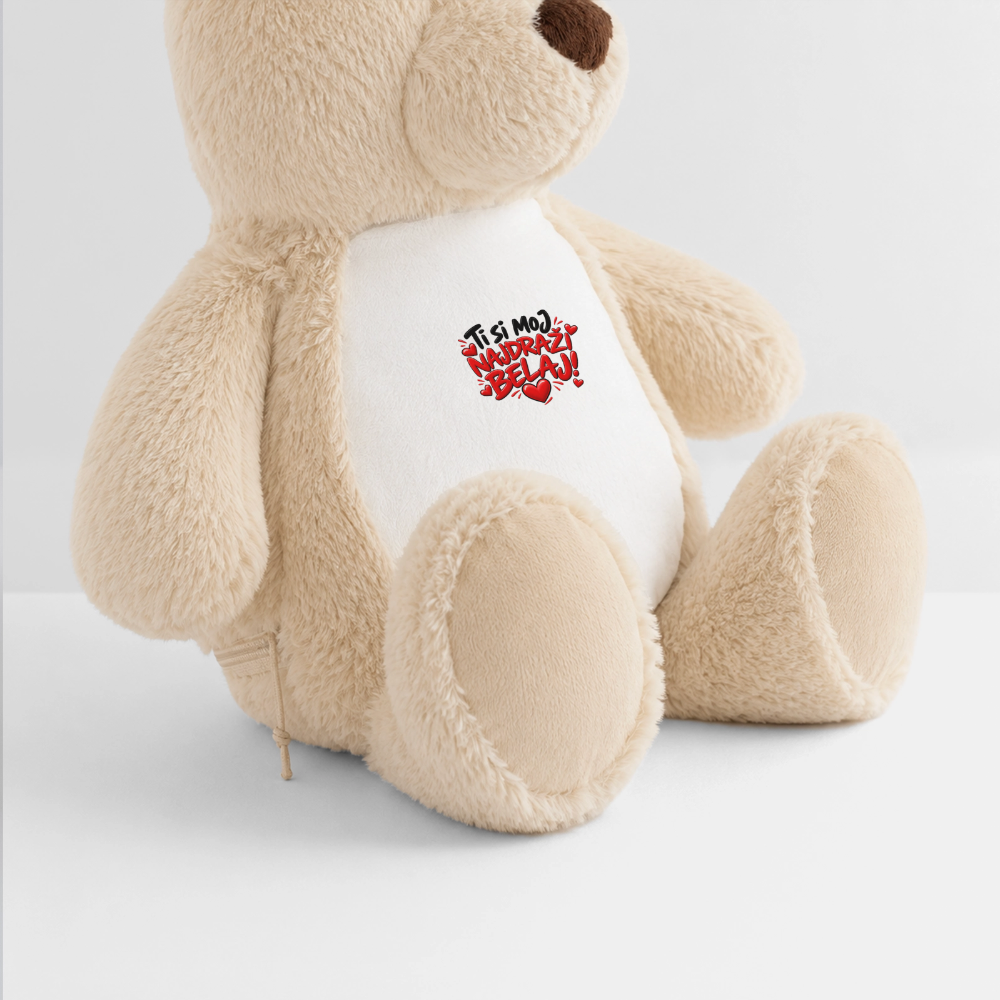 Ti si moj najdrazi belaj Kuschelteddy 32 cm mit Herz-Design - Weiß/Mittelbraun