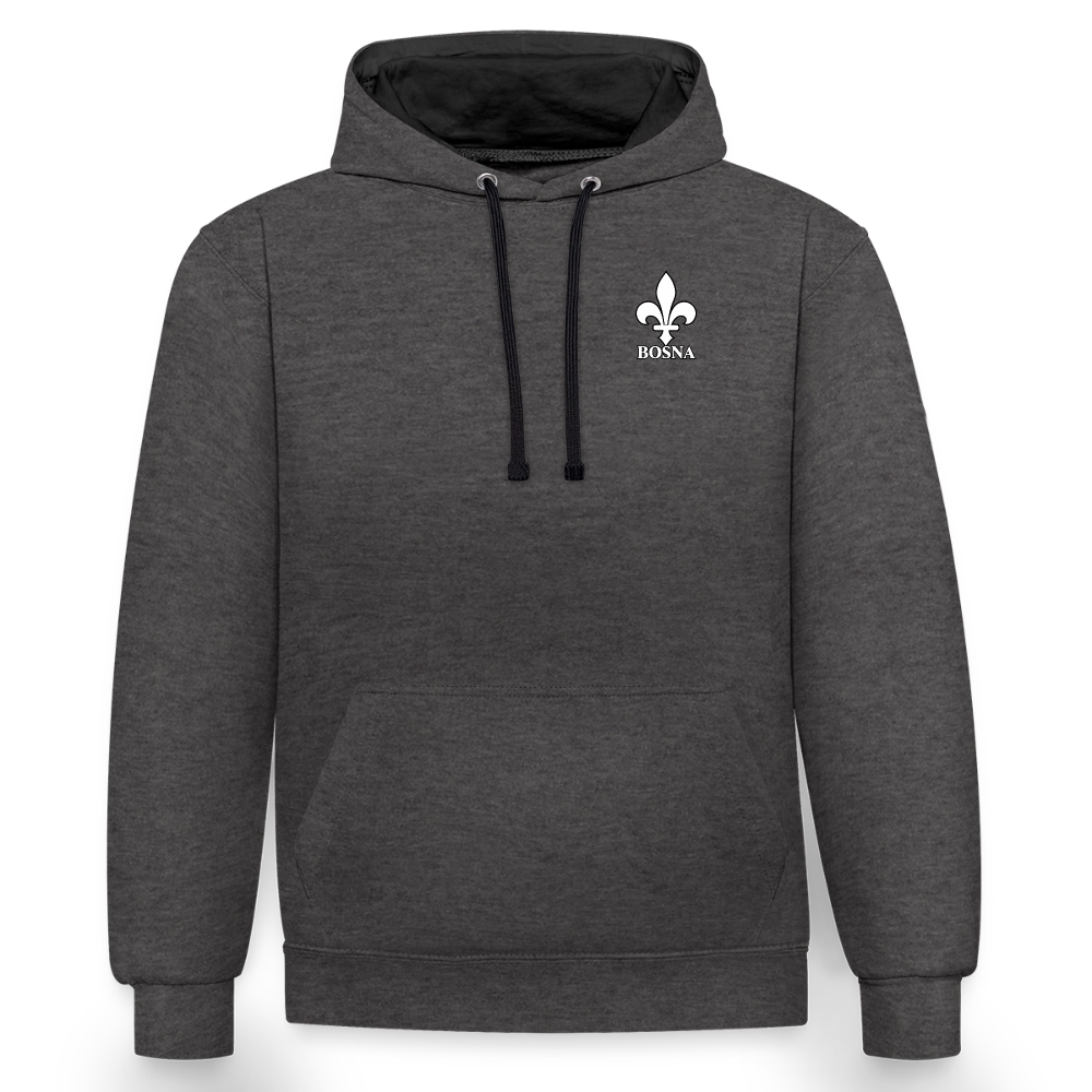 BOSNA Hoodie mit Lilie – AWDis Just Hoods Kontrast-Hoodie Unisex - Anthrazit/Schwarz
