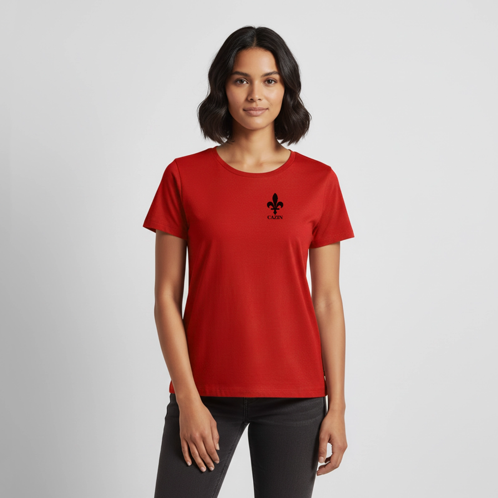 CAZIN Premium T-Shirt Frauen – Bosnische Lilie | Left-Chest-Print - Rot