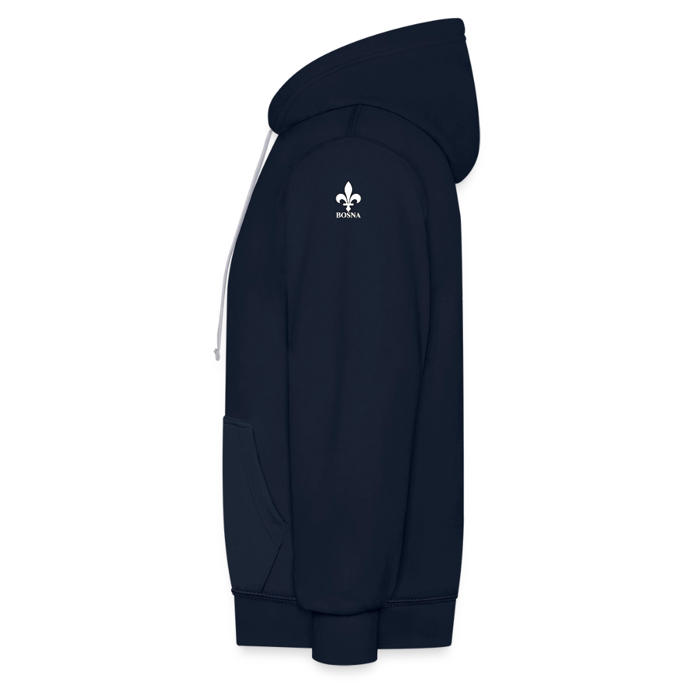 BOSNA Hoodie mit Lilie – AWDis Just Hoods Kontrast-Hoodie mit Ärmelprints - Navy/Grau meliert