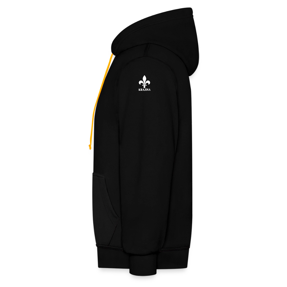 AWDis Just Hoods Kontrast-Hoodie Unisex – KRAJINA mit bosnischen Lilien | Brust- & Schulterprint - Schwarz/Gold