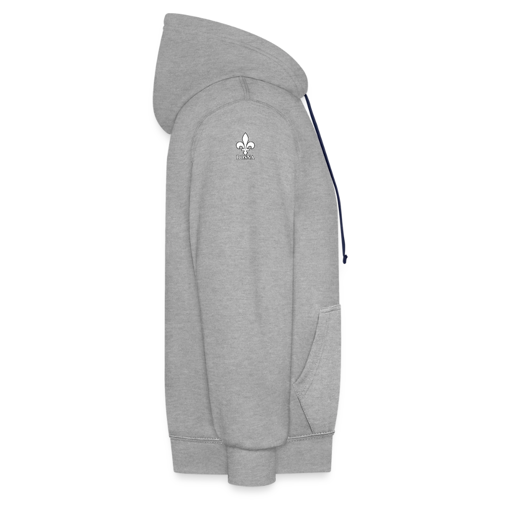 BOSNA Hoodie mit Lilie – AWDis Just Hoods Kontrast-Hoodie mit Ärmelprints - Grau meliert/Navy