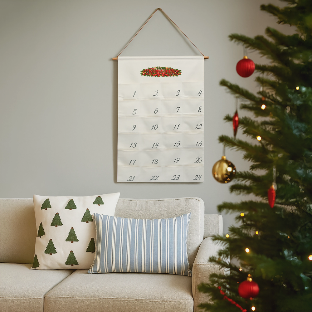 Adventskalender zum Befüllen – Frohe Weihnachten | 24 Taschen - Naturweiß