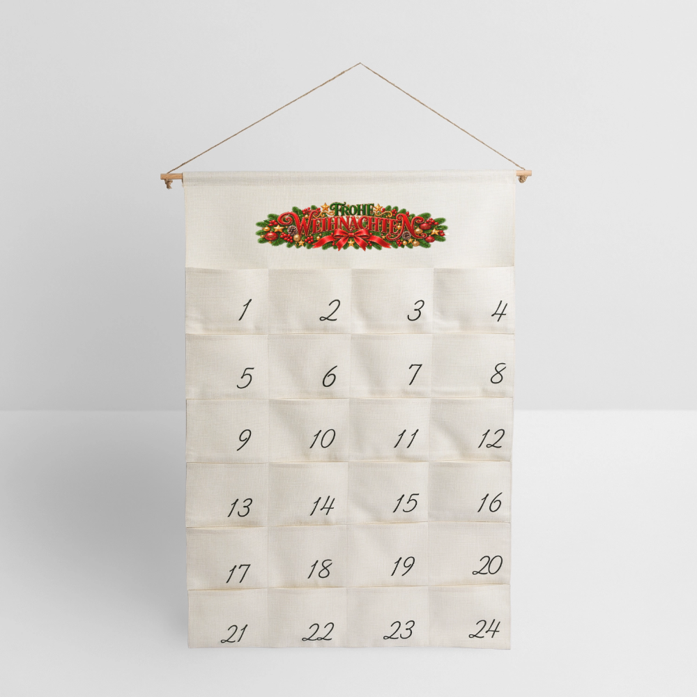 Adventskalender zum Befüllen – Frohe Weihnachten | 24 Taschen - Naturweiß