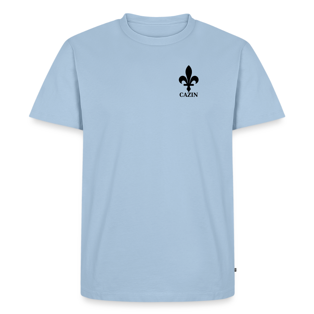 CAZIN Premium T-Shirt Herren – Bosnische Lilie | Brust- & Rückenprint - Hellblau