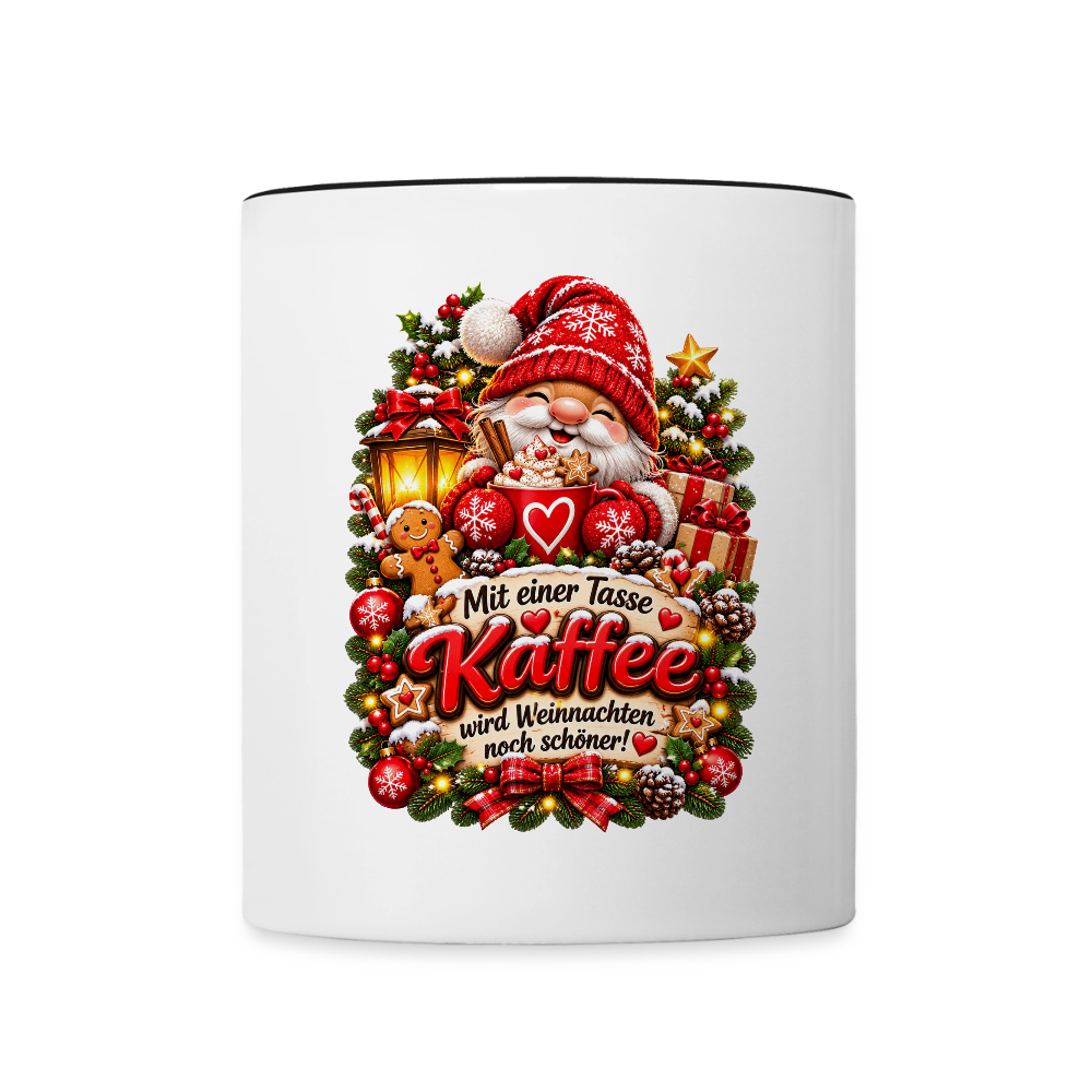 Weihnachtstasse 🎄 Mit einer Tasse Kaffee wird Weihnachten noch schöner – 325 ml - Weiß/Schwarz