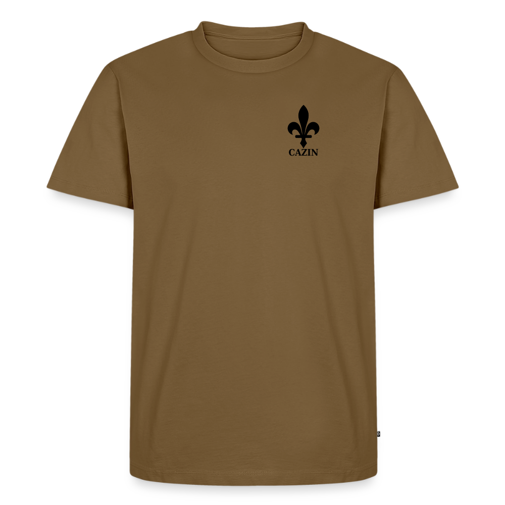CAZIN Premium T-Shirt Herren – Bosnische Lilie | Brust- & Rückenprint - Nussbraun