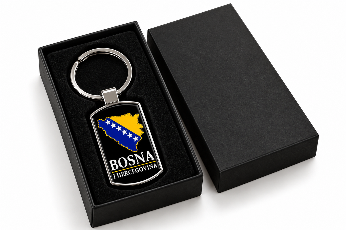 BOSNA I HERCEGOVINA privjesak za ključeve s bosanskom zastavom – aluminij