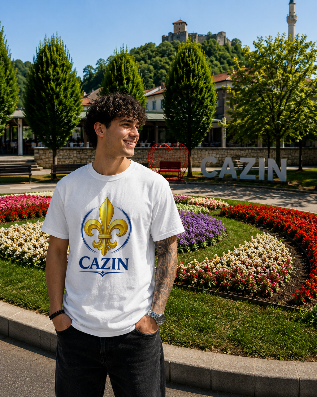 Muška majica - Cazin Bosna Ljiljan Dizajn | Prednja štampa