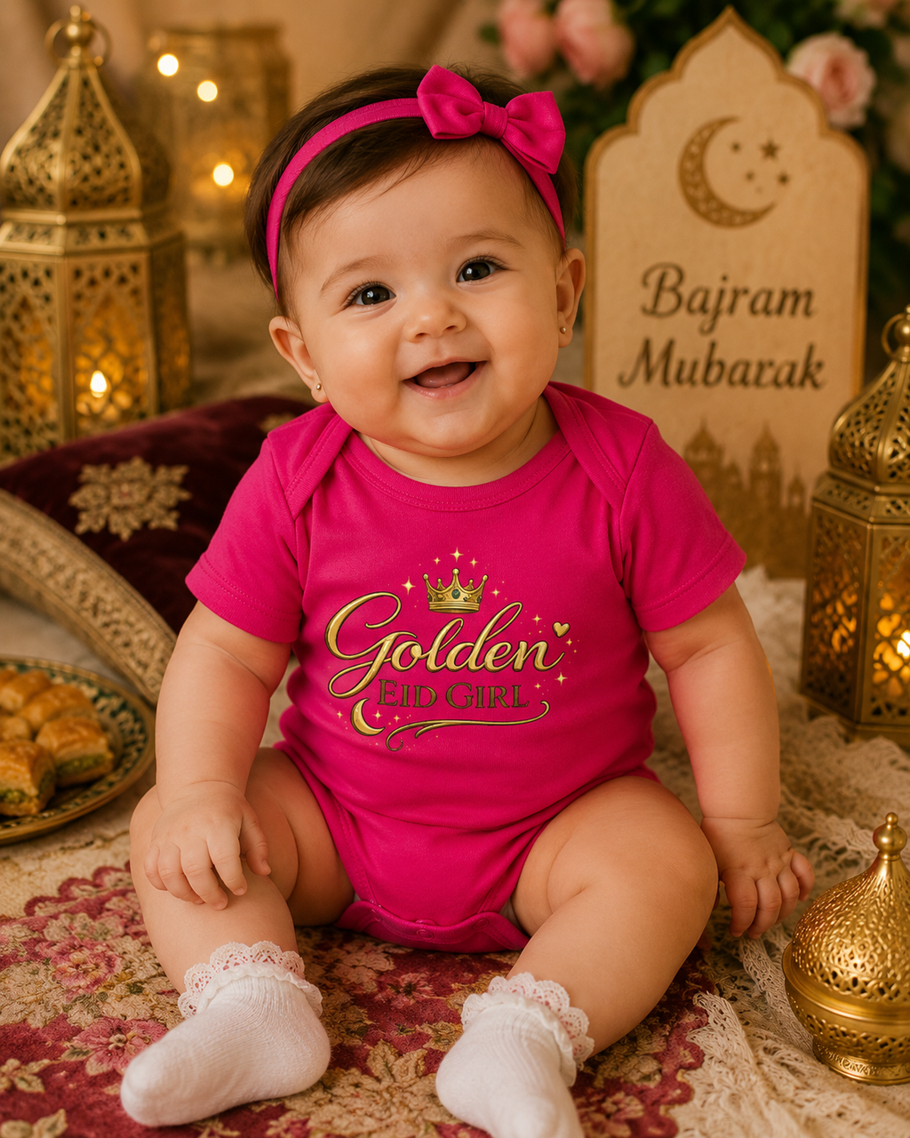 Golden Eid Girl – Dječiji organski bodi | Bajramski bodi za bebe