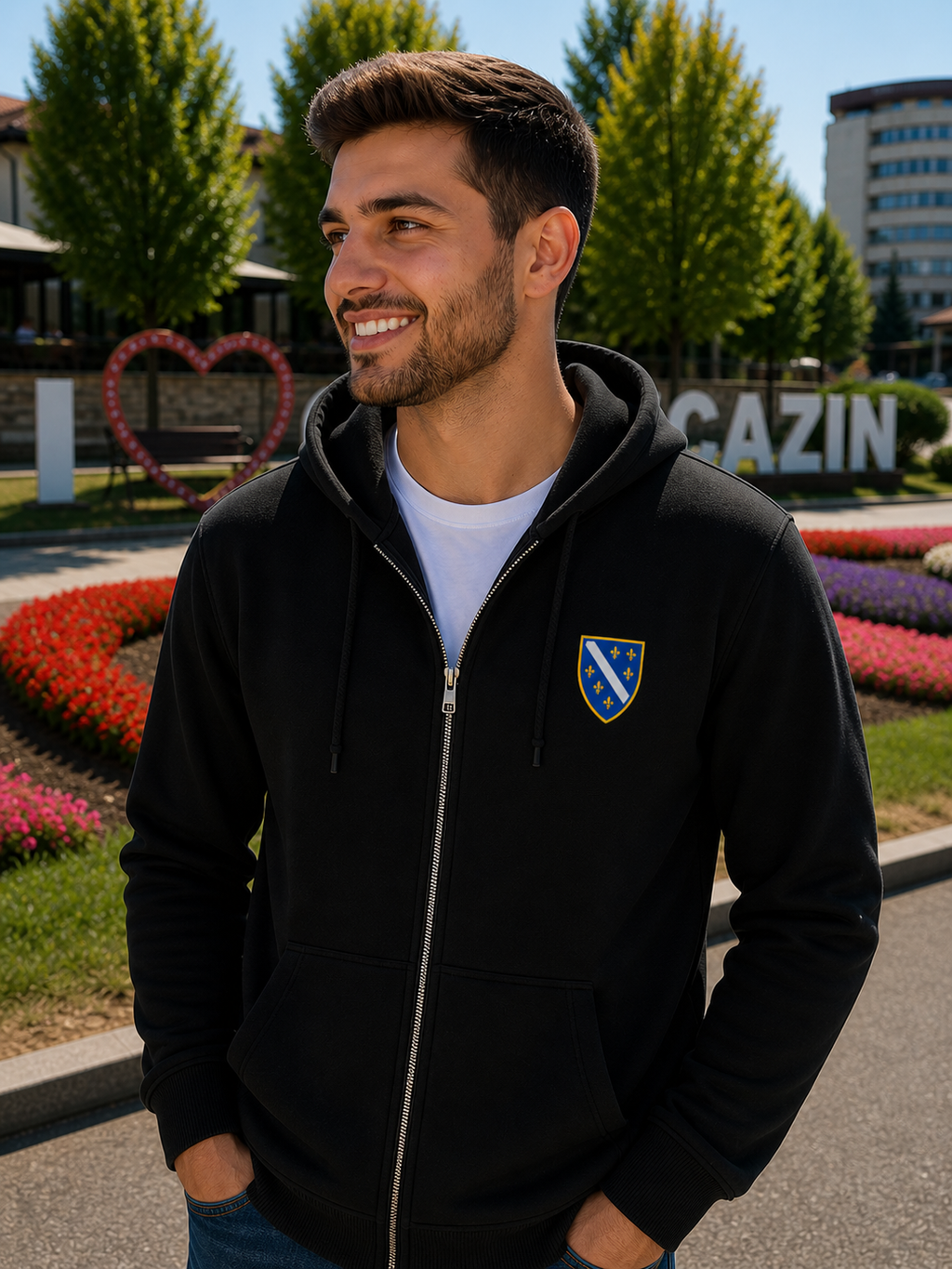 Bosna Hoodie sa patentnim zatvaračem 🇧🇦 – Bosanski Grb Klasik 🔥 Najprodavanije | Lijeva strana grudi