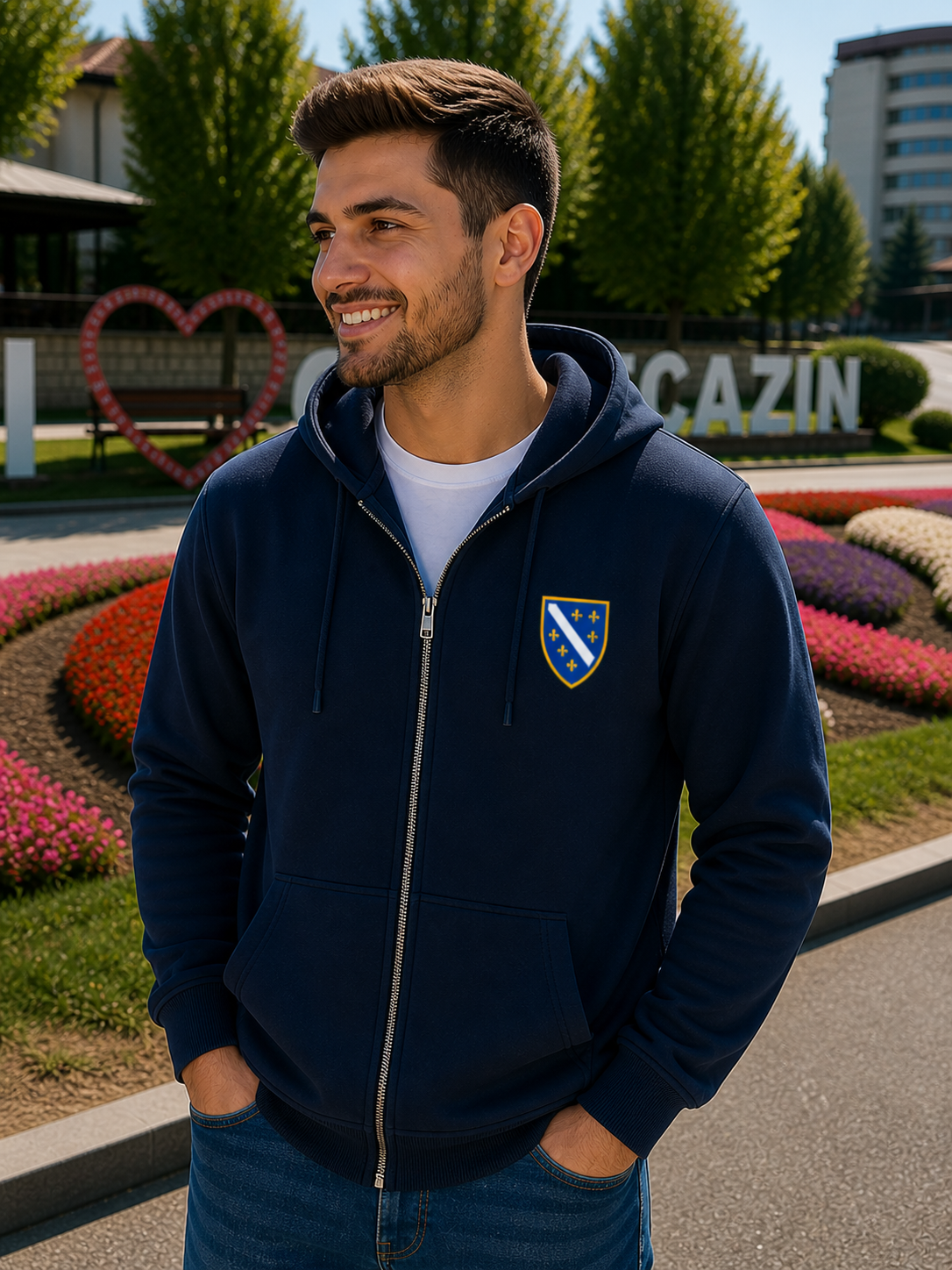 Bosna Hoodie sa patentnim zatvaračem 🇧🇦 – Bosanski Grb Klasik 🔥 Najprodavanije | Lijeva strana grudi