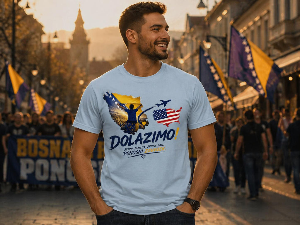 Muška majica Heavy Cotton - Dolazi Bosna Ponosna | Print na prednjoj strani