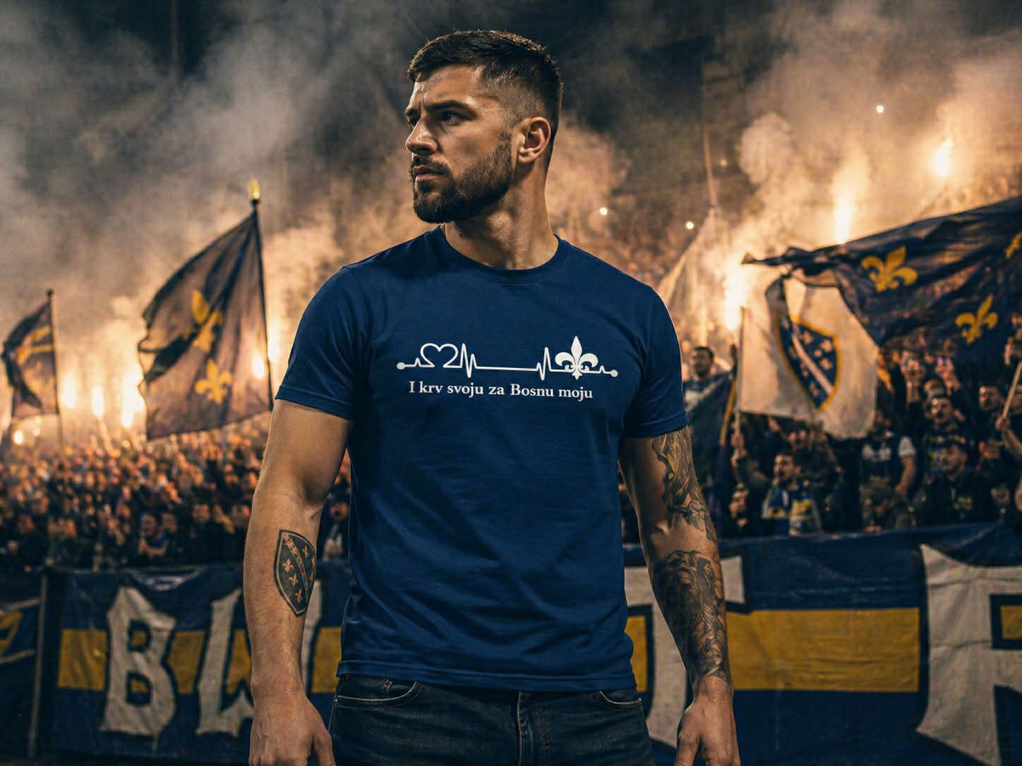 Muška Heavy Cotton majica – Za Bosnu Moju | Prednja štampa