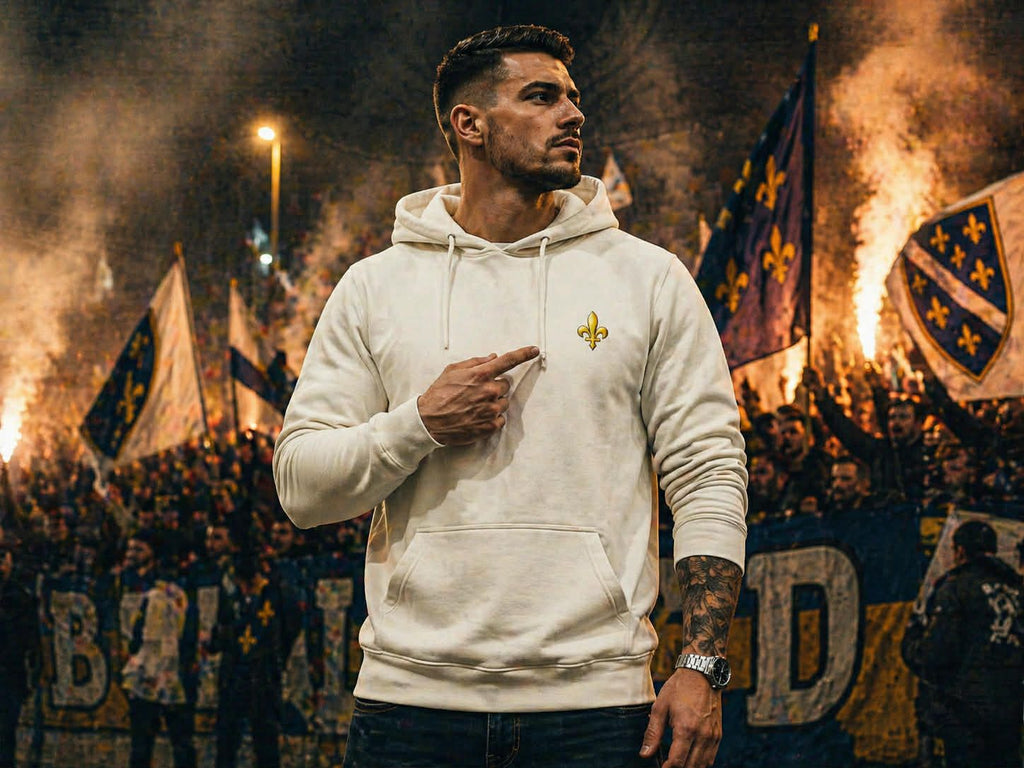 Muški Premium organski duks s kapuljačom - Bosna | Ljiljan