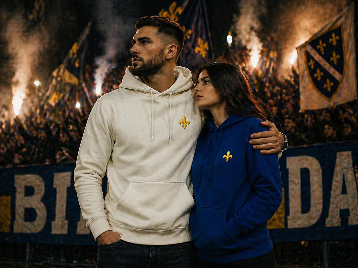 Muški Premium organski duks s kapuljačom - Bosna | Ljiljan