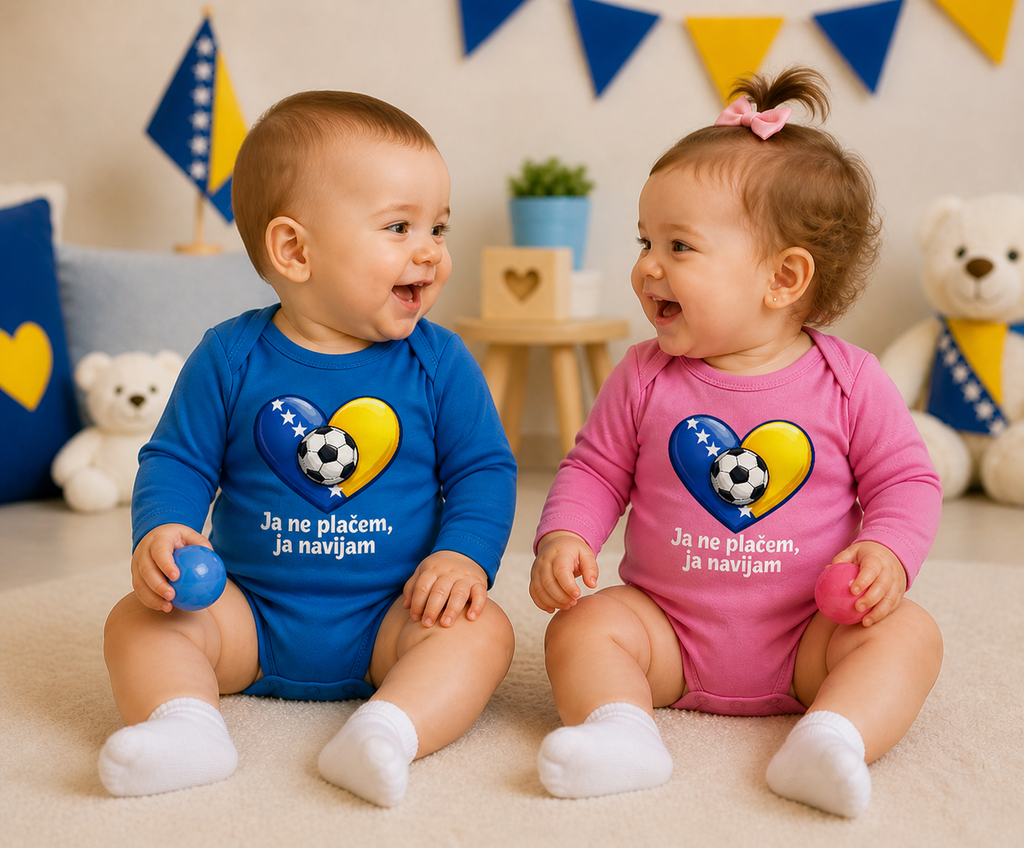 Baby Bio Bodysuite dugih rukava - Ja ne plačem, ja navijam | Prednji print