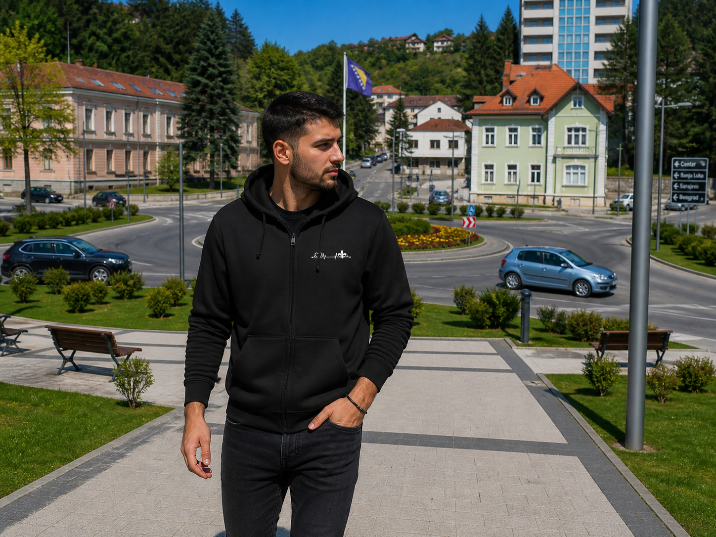 Muški duks sa patent zatvaračem – Srce Bosne | Prednja štampa