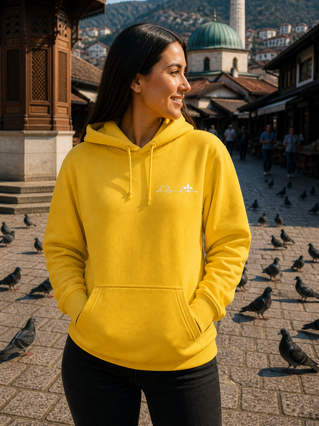 Ženska Premium Organska Dukserica – Srce Bosne | Lijeva prsa