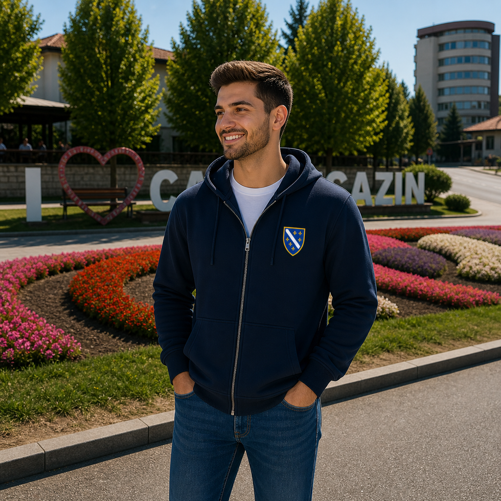 Bosna Hoodie sa patentnim zatvaračem 🇧🇦 – Bosanski Grb Klasik 🔥 Najprodavanije | Lijeva strana grudi