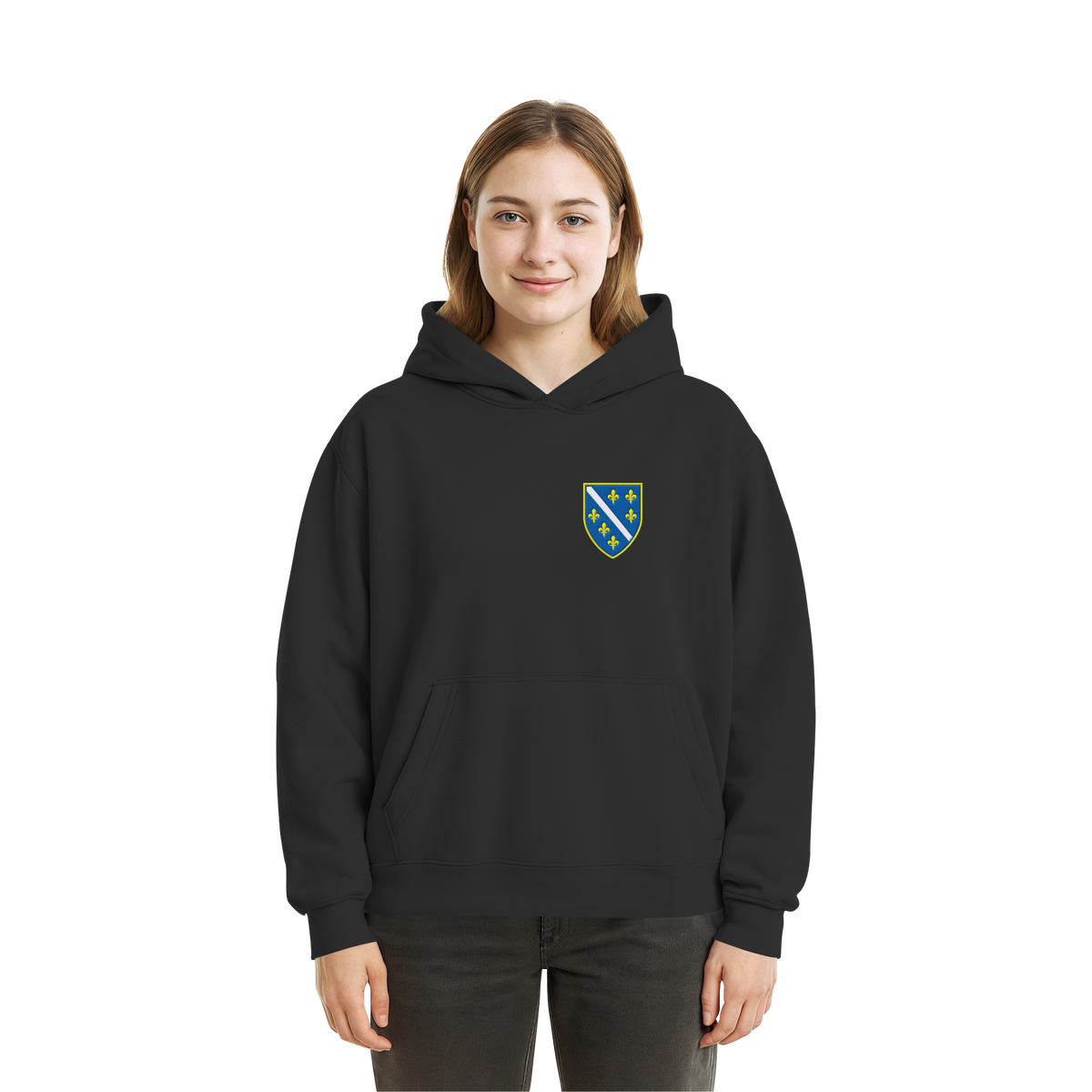 Bosanski grb – domoljublje sa ponosom | Premium vez – Fluffy Boxcut Hoodie