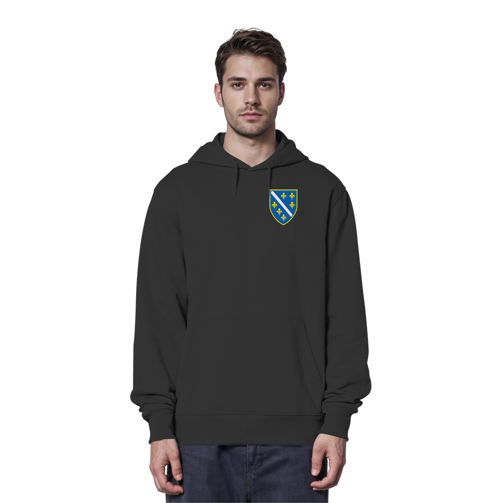 Premium organski hoodie s grbom Bosne i Višegradom i vezom | Stanley/Stella – Unisex