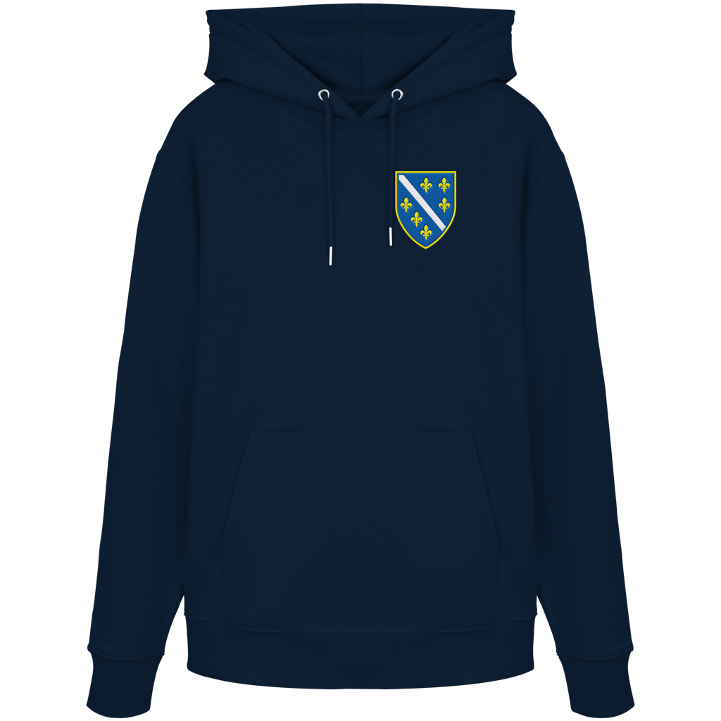 Premium organski hoodie s grbom Bosne i Višegradom i vezom | Stanley/Stella – Unisex