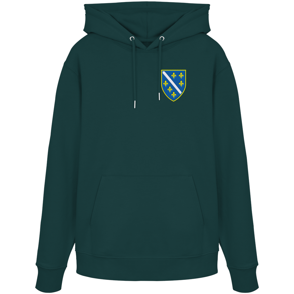 Premium organski hoodie s grbom Bosne i Višegradom i vezom | Stanley/Stella – Unisex