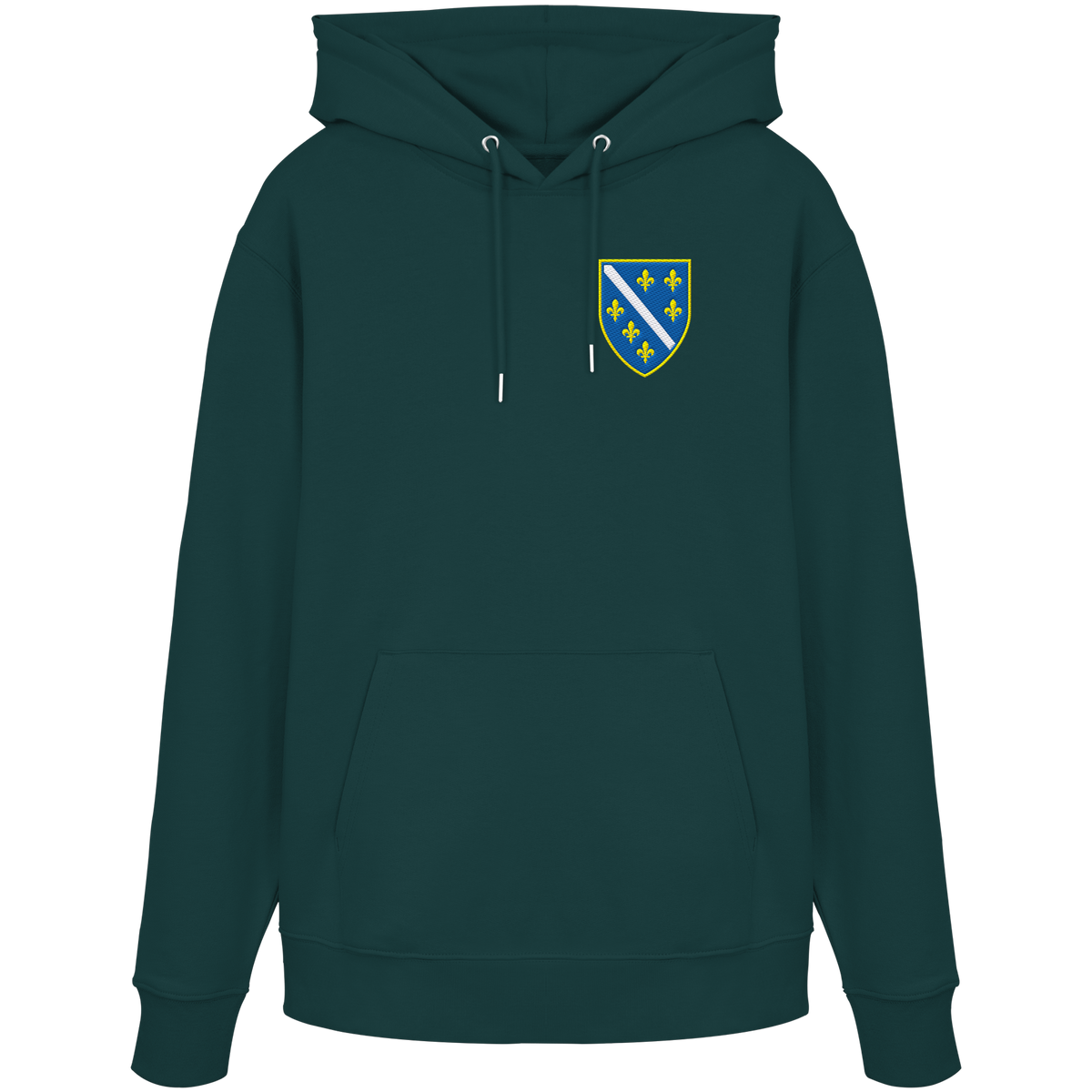 Premium organski hoodie s grbom Bosne i Višegradom i vezom | Stanley/Stella – Unisex