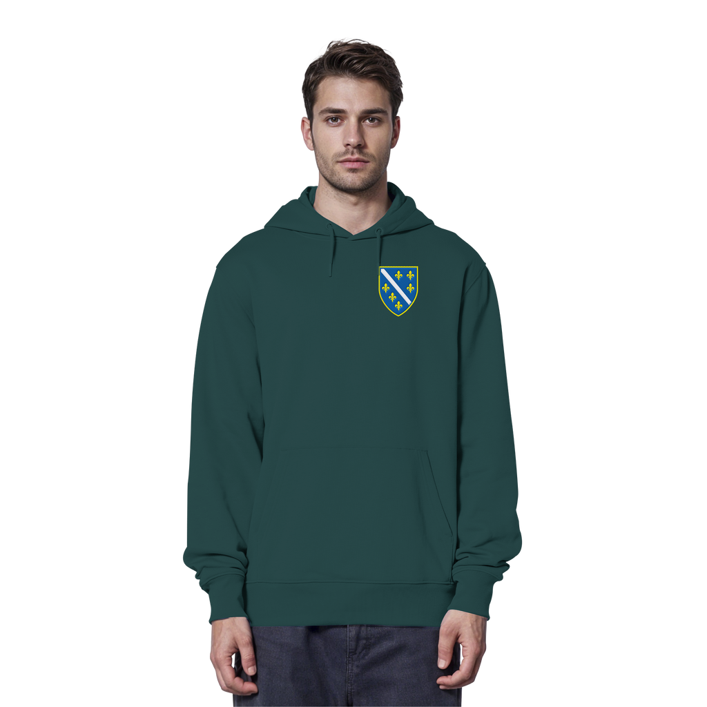 Premium organski hoodie s grbom Bosne i Višegradom i vezom | Stanley/Stella – Unisex