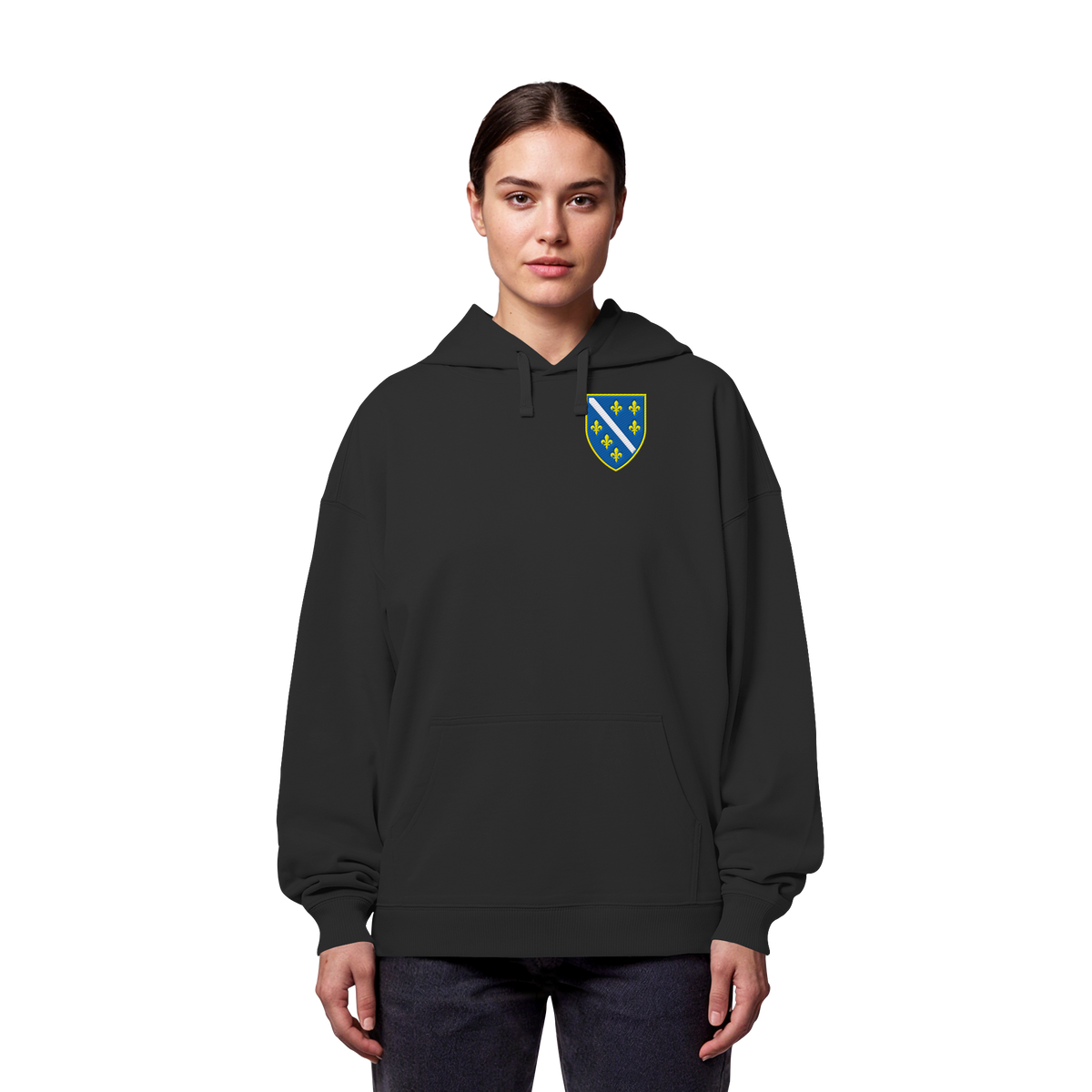 Bosanski grb – ljubav prema domovini s ponosom | Premium vez – organski oversize hoodie