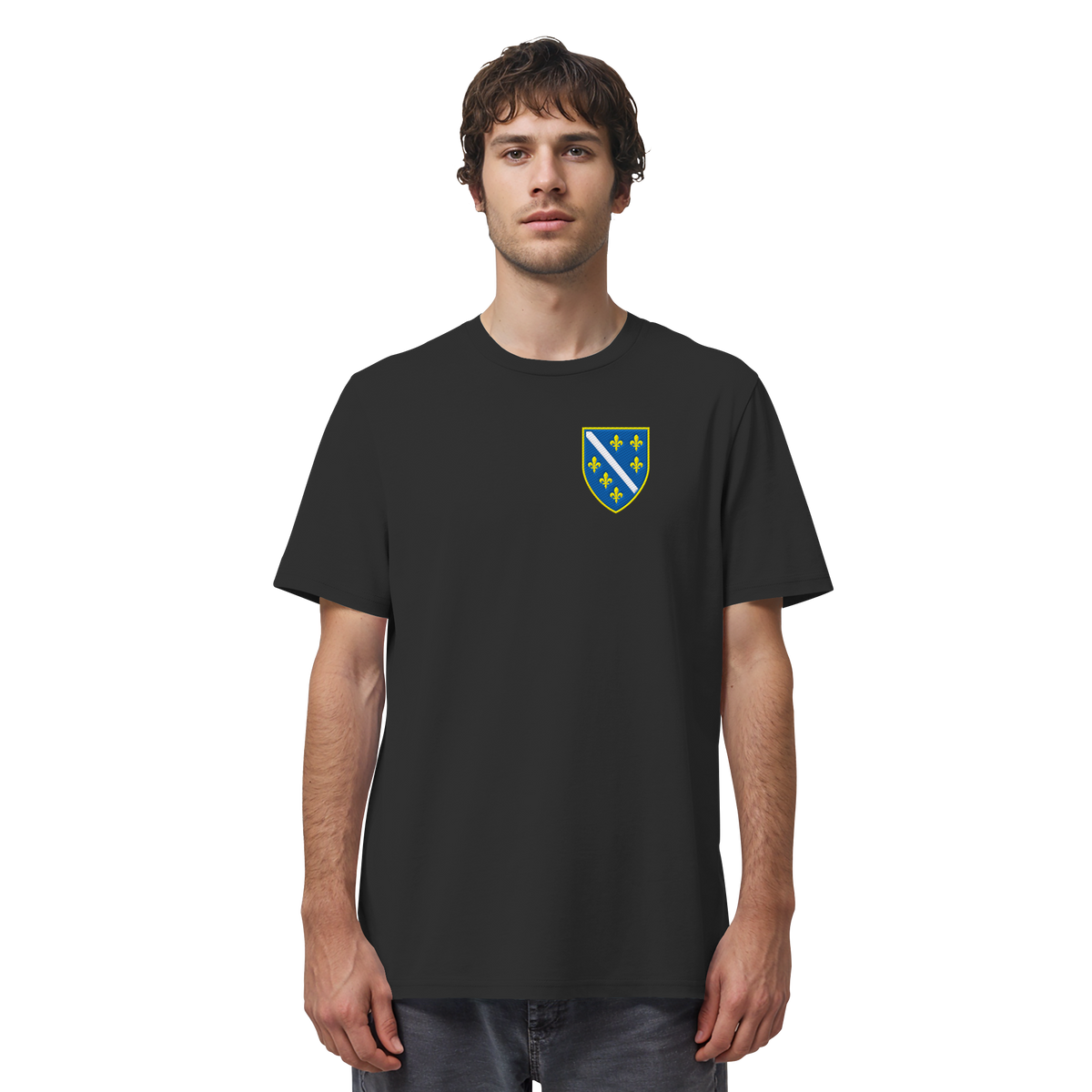 Premium organska majica s grbom Bosne i Hercegovine i vezom | Stanley/Stella – Unisex