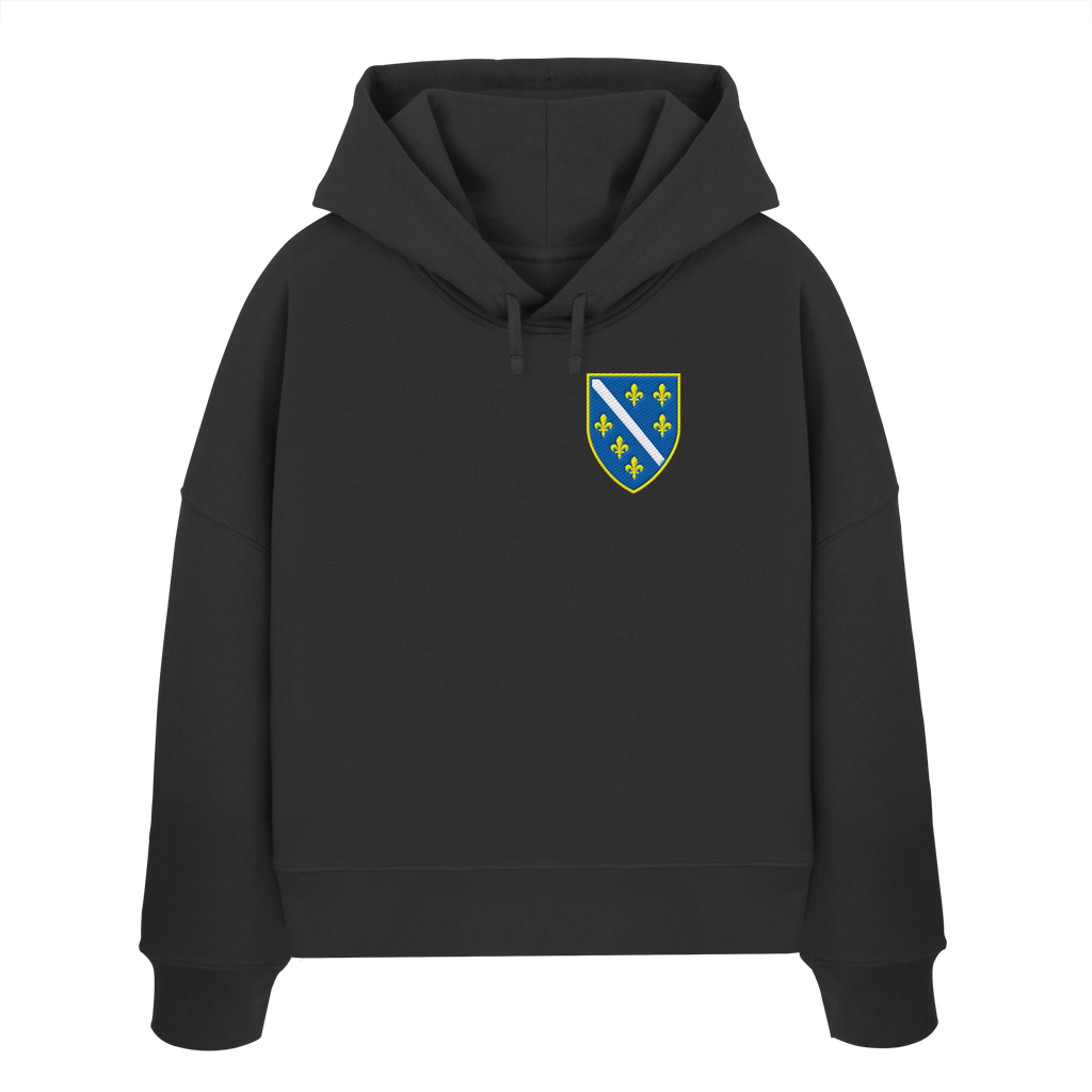 Bosanski grb – domoljublje sa ponosom | Premium vez – ženski organski boxcut hoodie