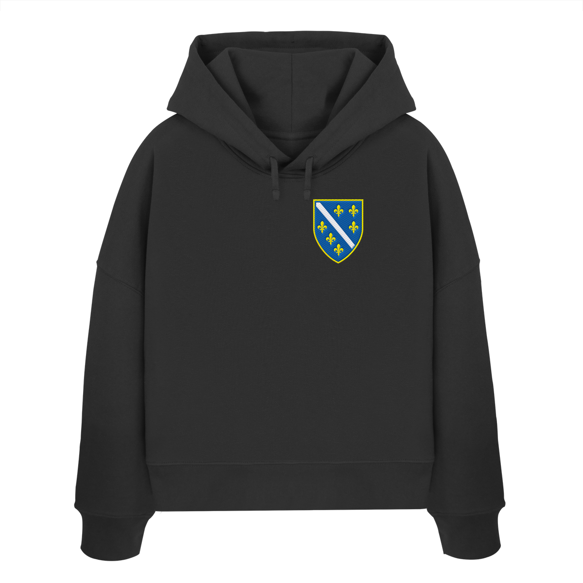 Bosanski grb – domoljublje sa ponosom | Premium vez – ženski organski boxcut hoodie