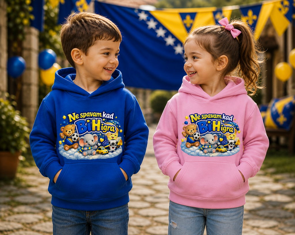Dječiji Basic Hoodie - Ne spavam kad igra BiH | Print na prednjoj strani