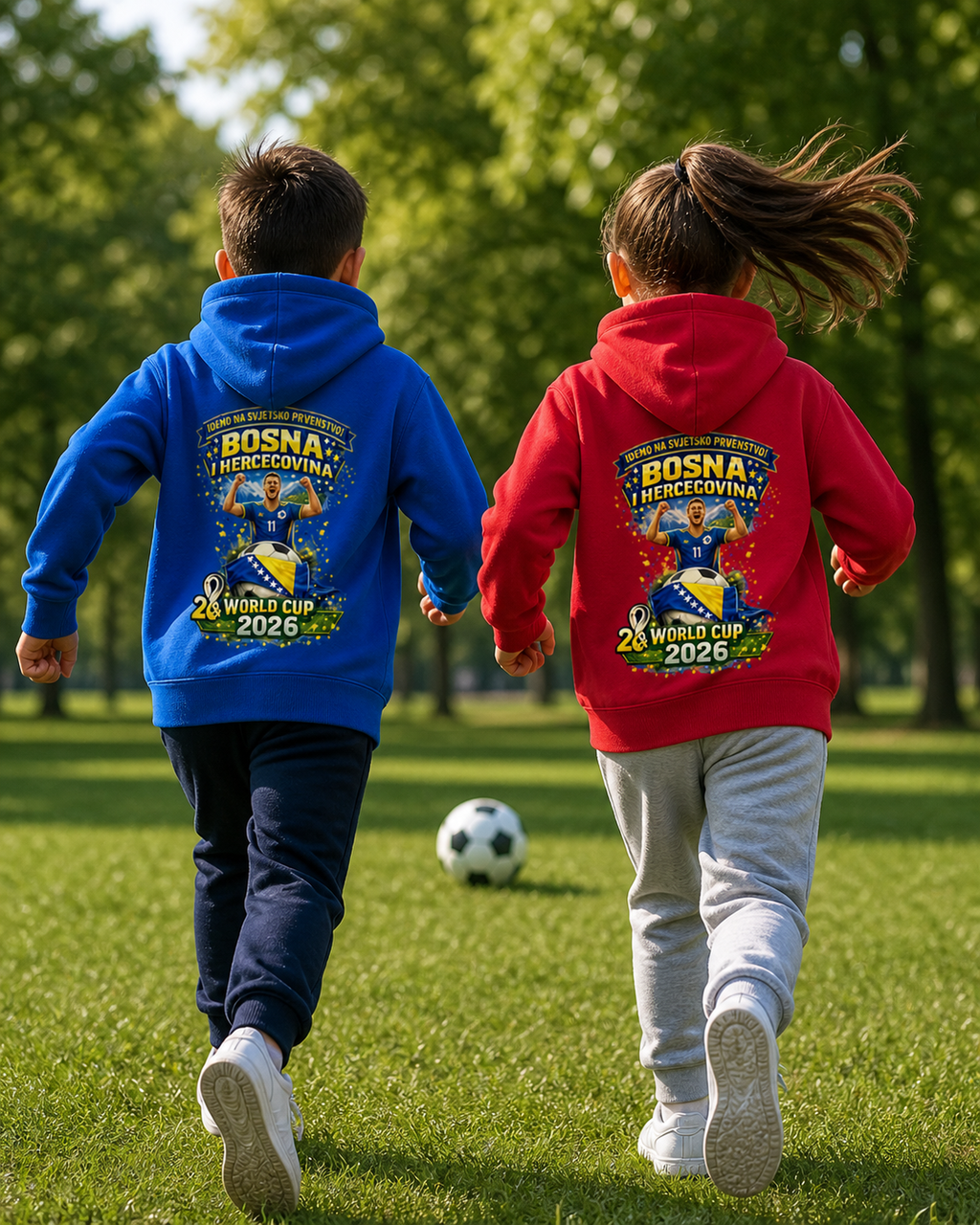 Dječija premium organska dukserica – Bosna | Dizajn 01 | Print na leđima