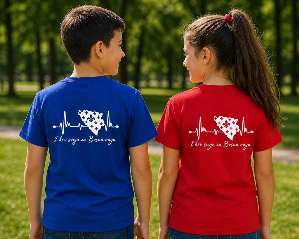 Dječija Premium Organska Majica Bosna – Bosna otkucaji srca | Print na leđima