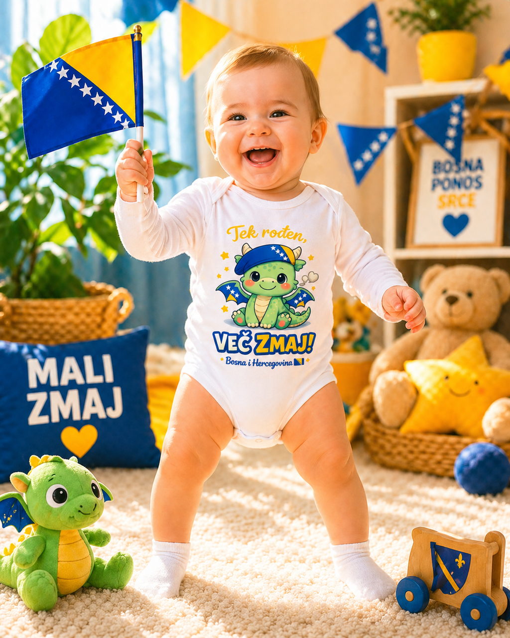 Baby Bio Bodi dugih rukava – Mali zmaj | Prednja štampa