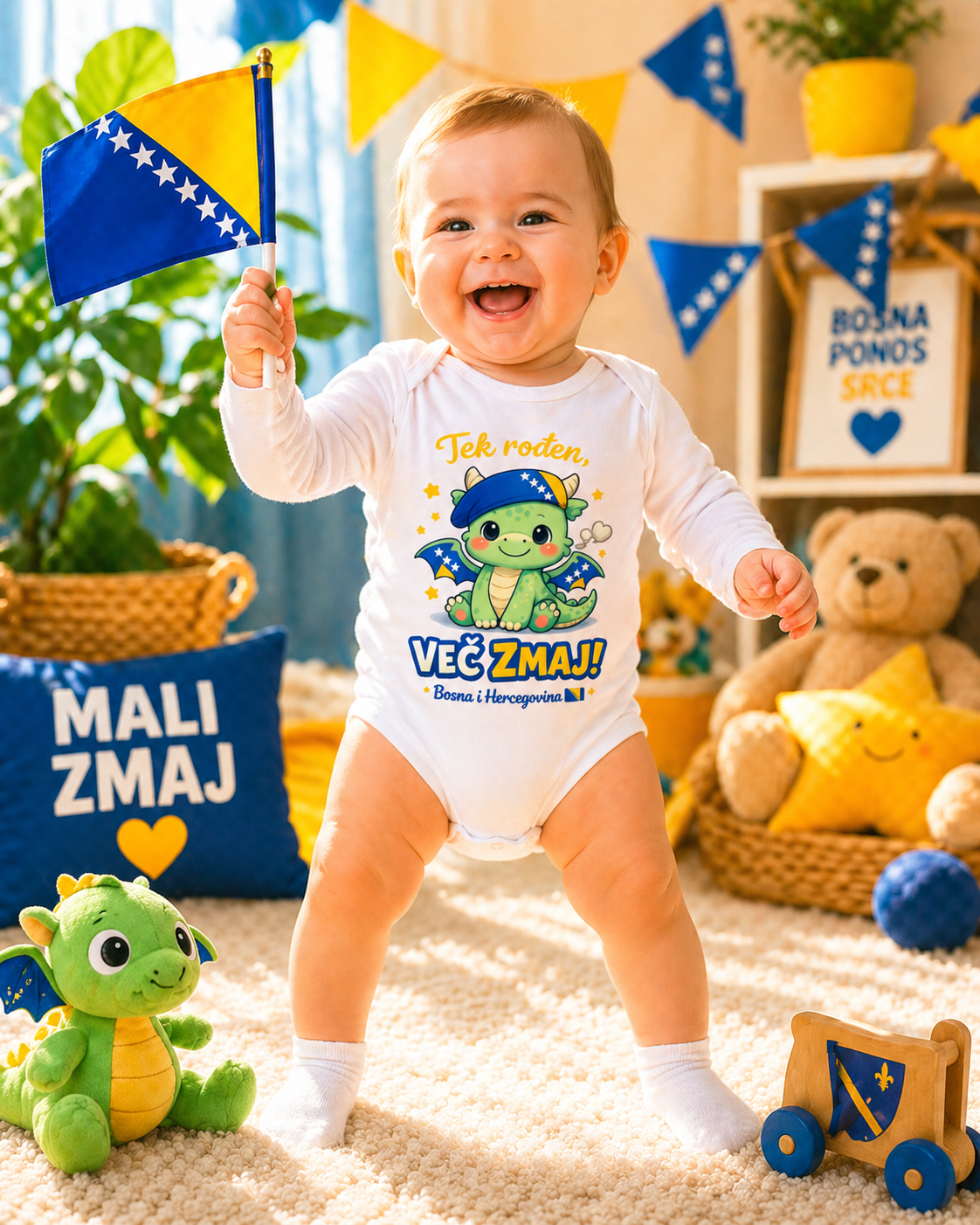 Baby Bio Bodi dugih rukava – Mali zmaj | Prednja štampa