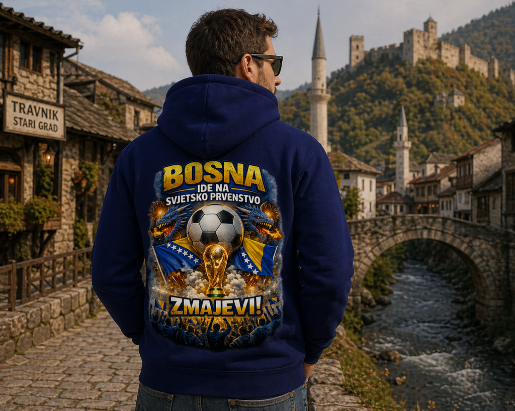 Muški premium bio duks – Zmajevi SP 2026 | Print na leđima